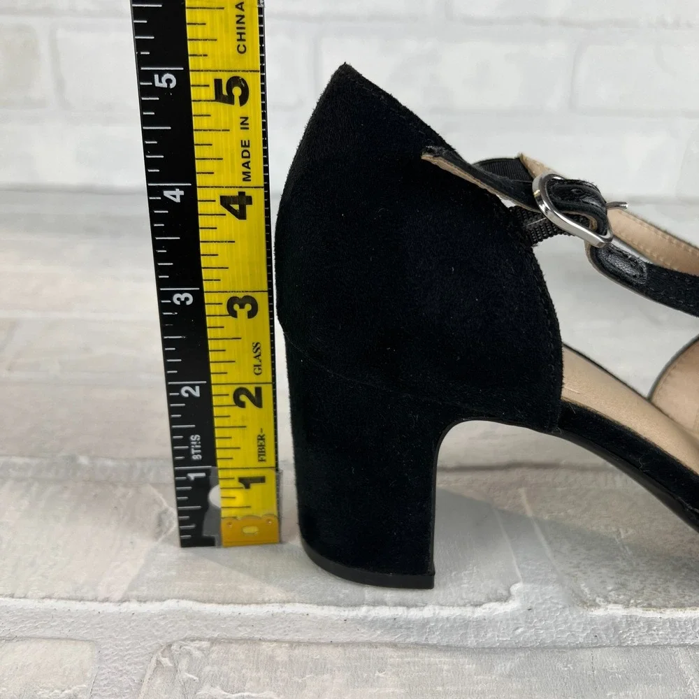 LifeStride Heels Pumps Womens 8.5‎ Tracy Black Suede Strappy Block Heel Classy